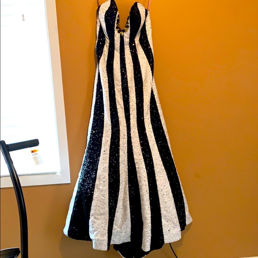 Black and white sequin formal